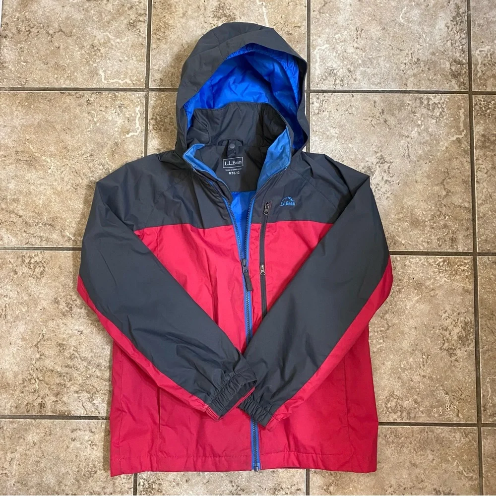 LLBean Kids’ Adventure Seeker Shell Color Blocked Kids M 10-12 Pink Charcoal